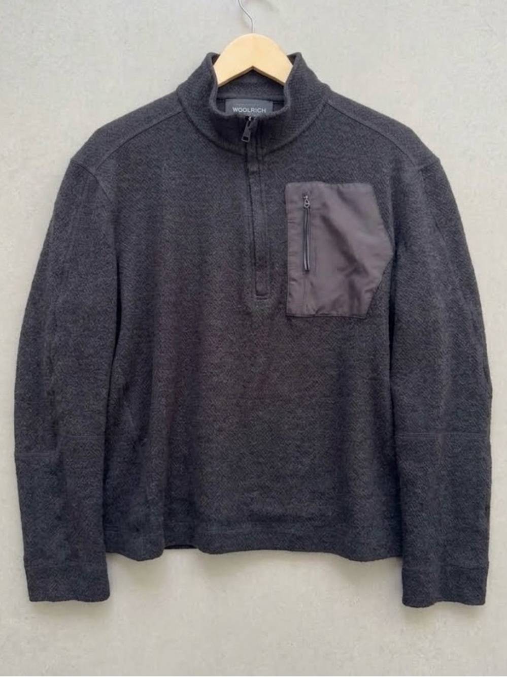 Todd Snyder x Woolrich Black Label Technical Wool 1/4 Pullover Sweater Black